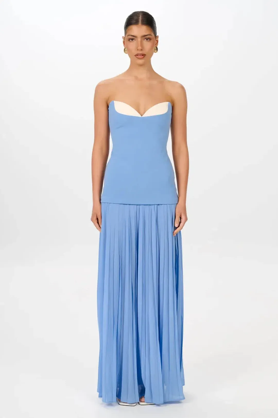 She is OLLÁ Nicolette Maxi Dress in Cornflower Blue Size M / AU 10 for rent on The Volte - main image