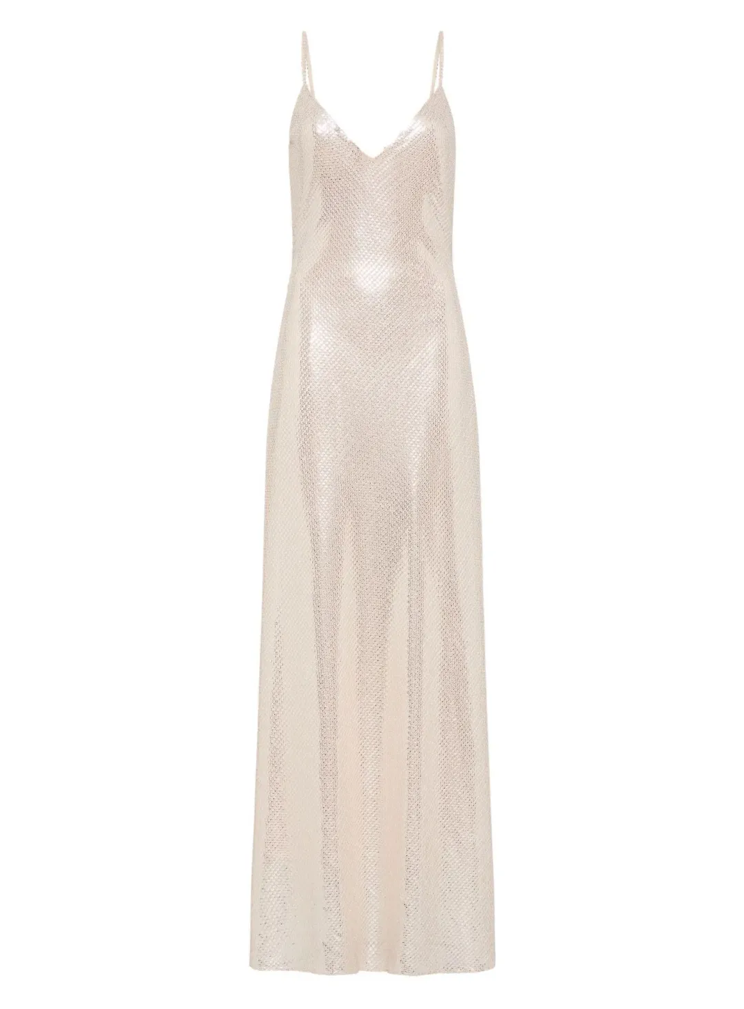 Manning Cartell High Voltage Slip Maxi Dress in Nude Silver Size 6  for rent on The Volte - main image
