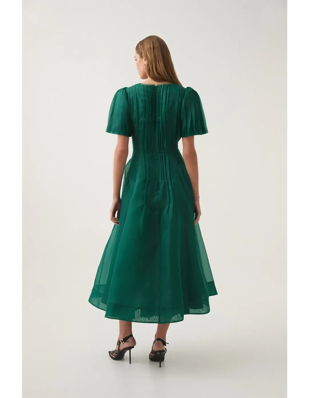AJE nova pleated midi dress green size 12 for rent on The Volte - main image