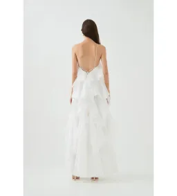 Aje Pandorea Layered Maxi Dress in Ivory Size AU8 for rent on The Volte - image 3