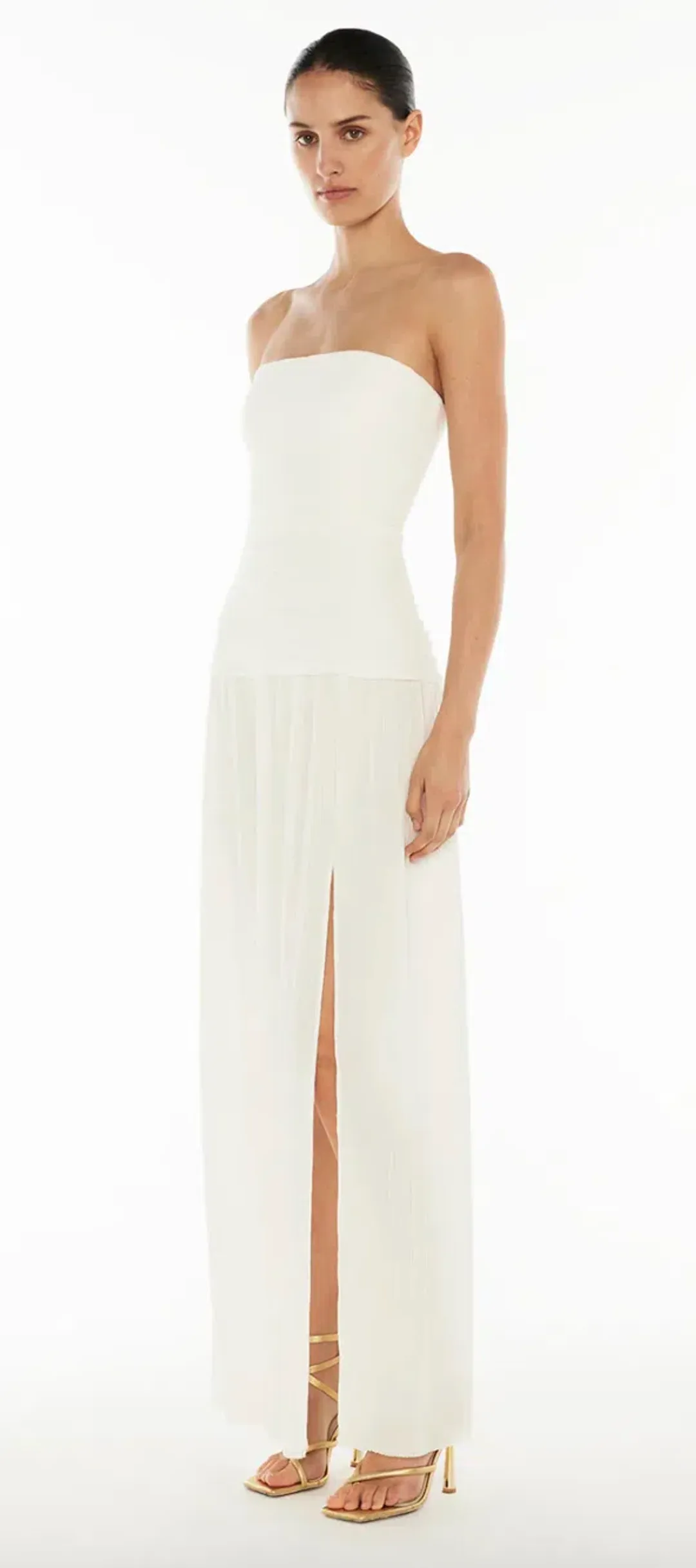 MANNING CARTELL DOUBLE TIME PLEAT STRAPLESS MAXI DRESS in WHITE AU 8 for rent on The Volte - main image