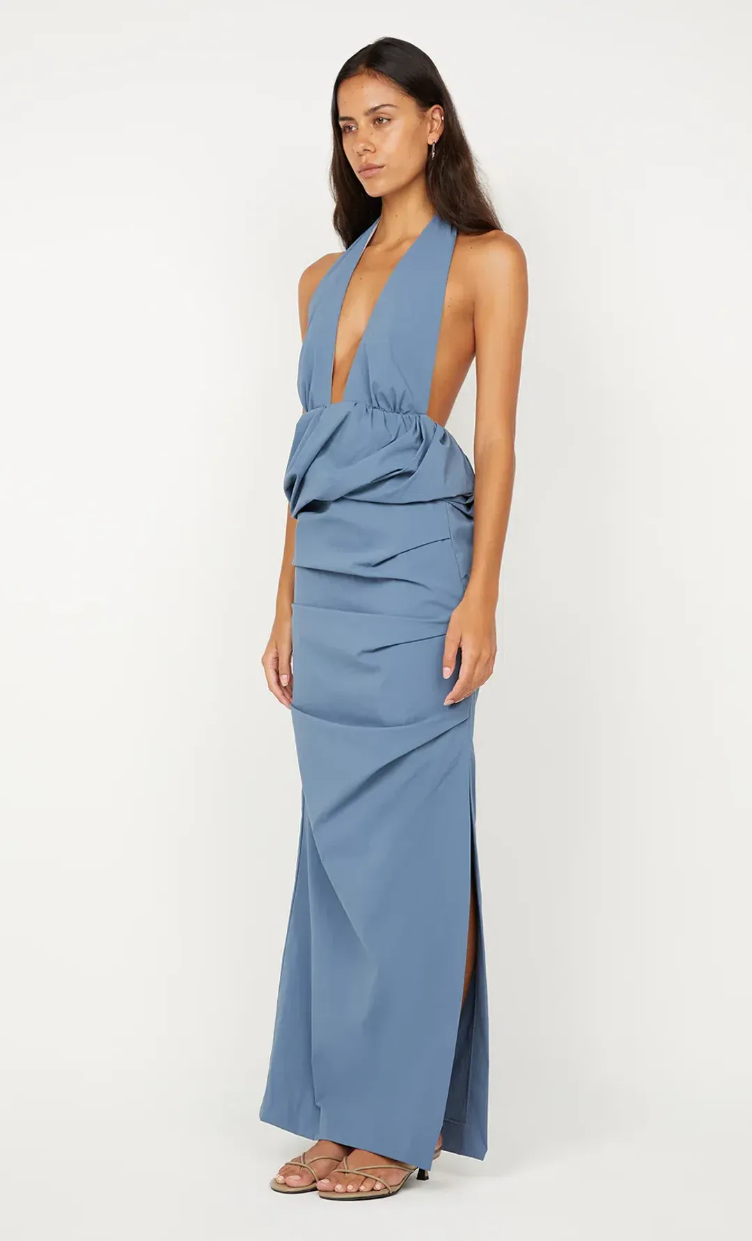 PRISCILLA BUBBLE MAXI DRESS SIZE 6 STEEL BLUE for rent on The Volte - main image