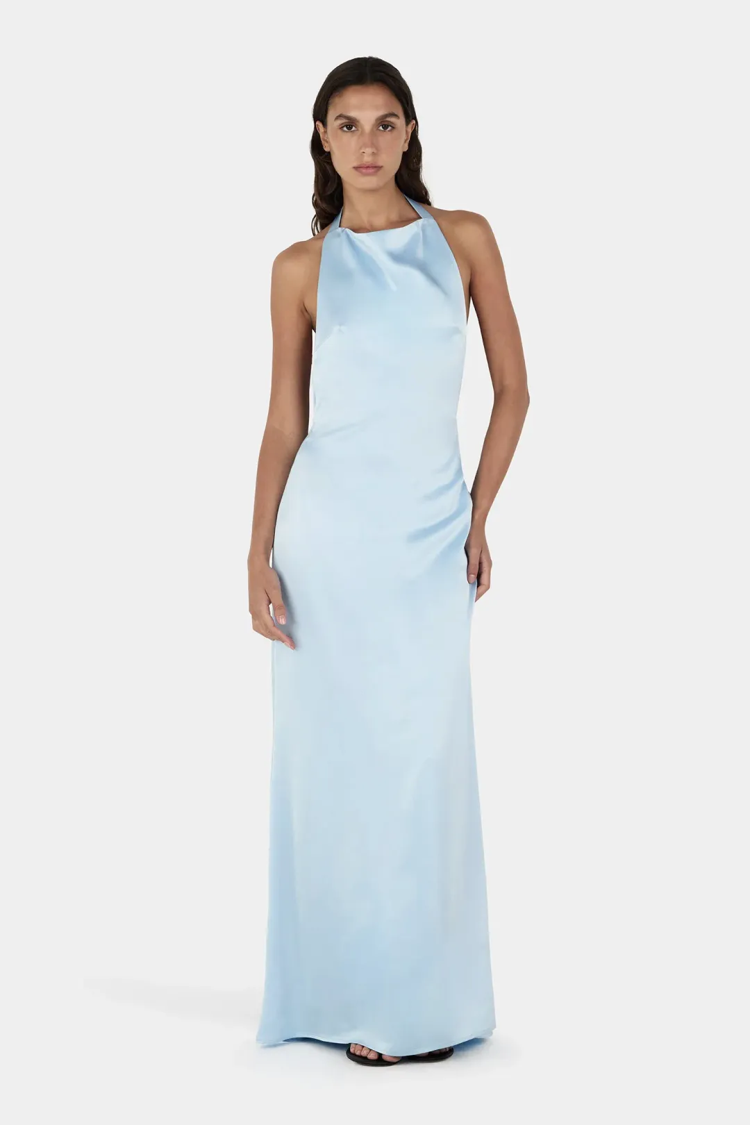 Hansen And Gretel Petra Satin Backless Gown Sky Blue Size 10 for rent on The Volte - main image