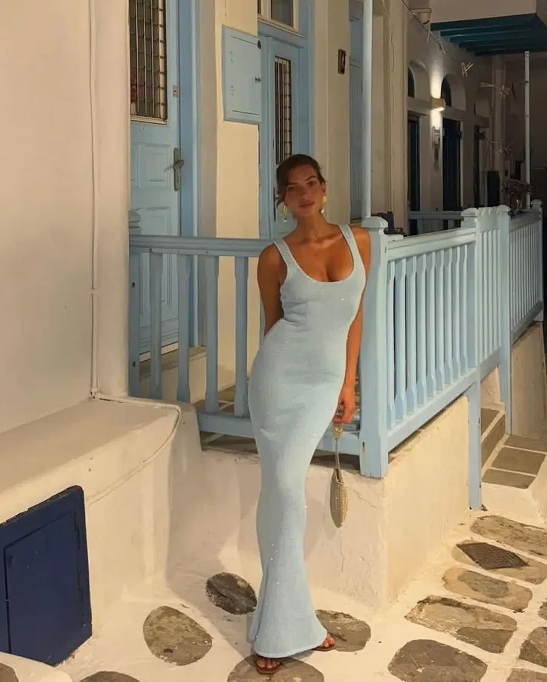 Ana Dress - Baia Blue Sequin for rent on The Volte - main image