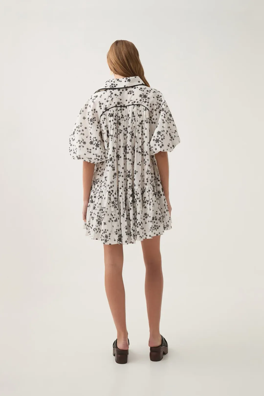 Aje Anthea Mini Smock Dress Daylight Daisies Black & White Size 10 for rent on The Volte - main image