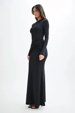 Meshki Halcyon Long Sleeve Slinky Maxi Dress Black Size XS for rent on The Volte - image 4