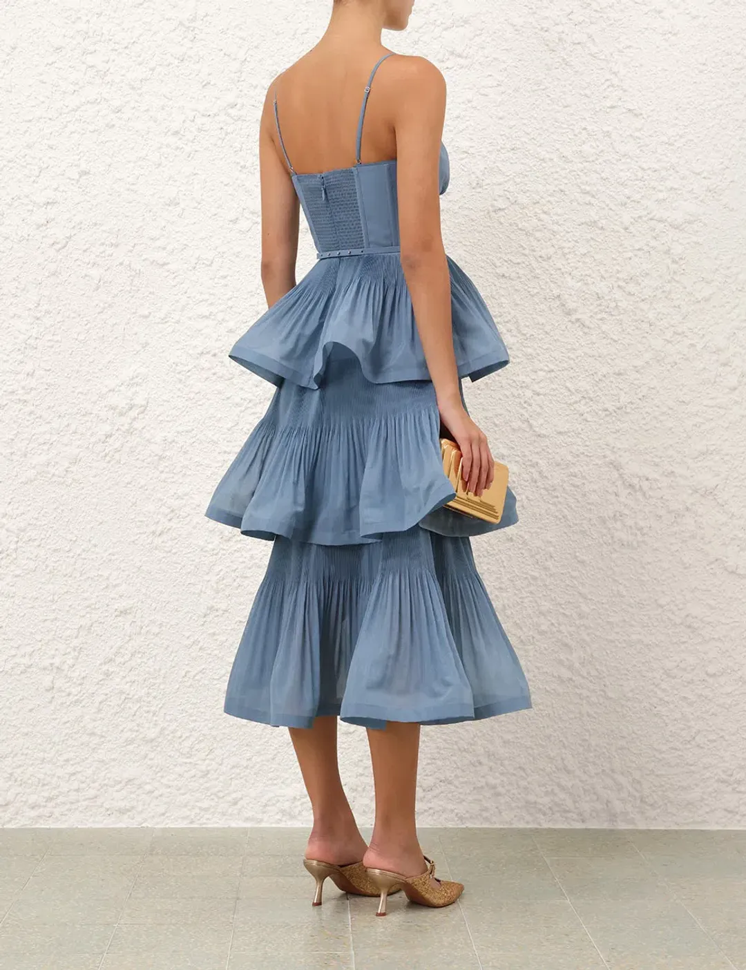 Zimmermann Pleated Tiered Midi Dress; size 0 / AU 10 for rent on The Volte - main image