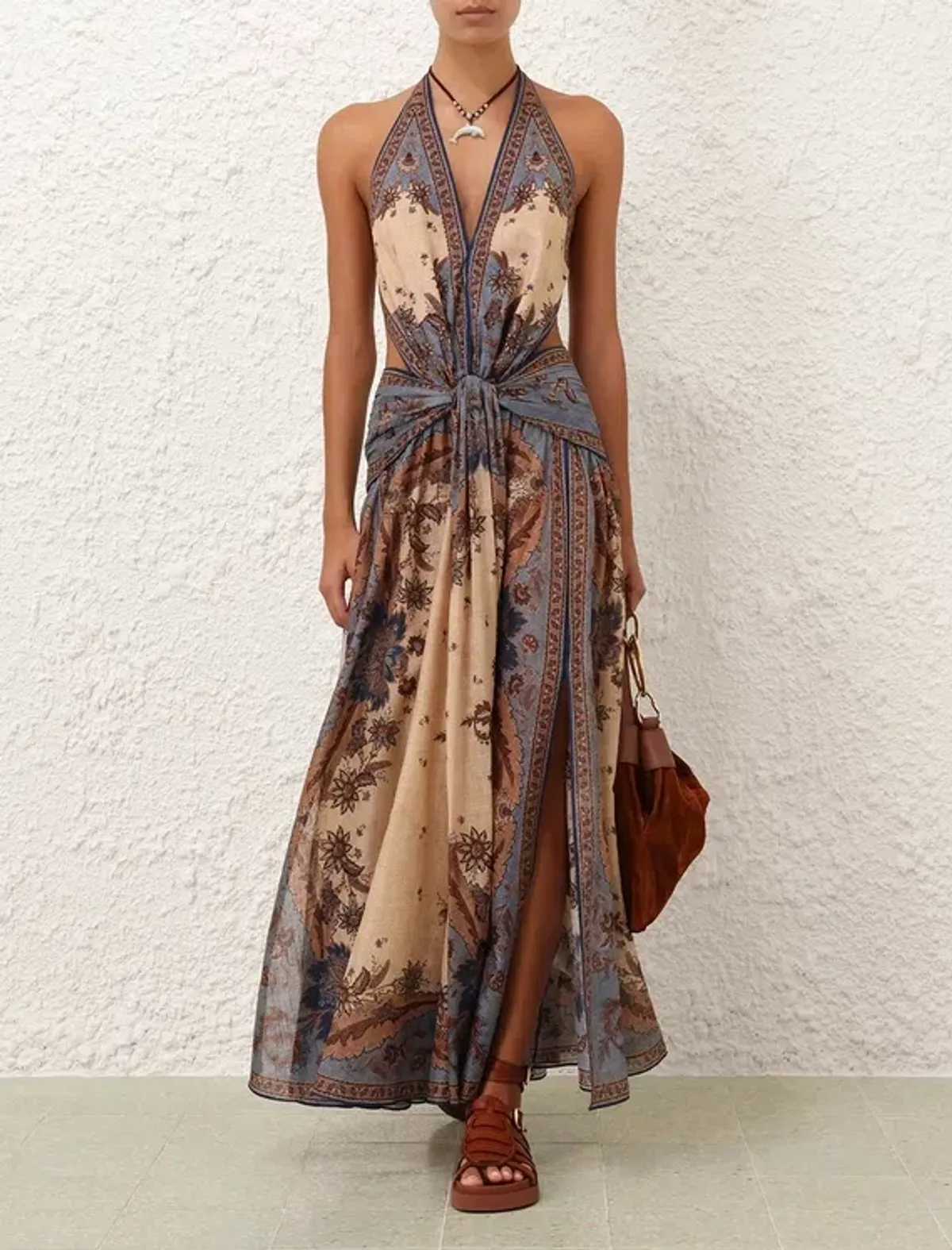 Zimmermann Ascension Plunge Halter Maxi Dress for rent on The Volte - main image