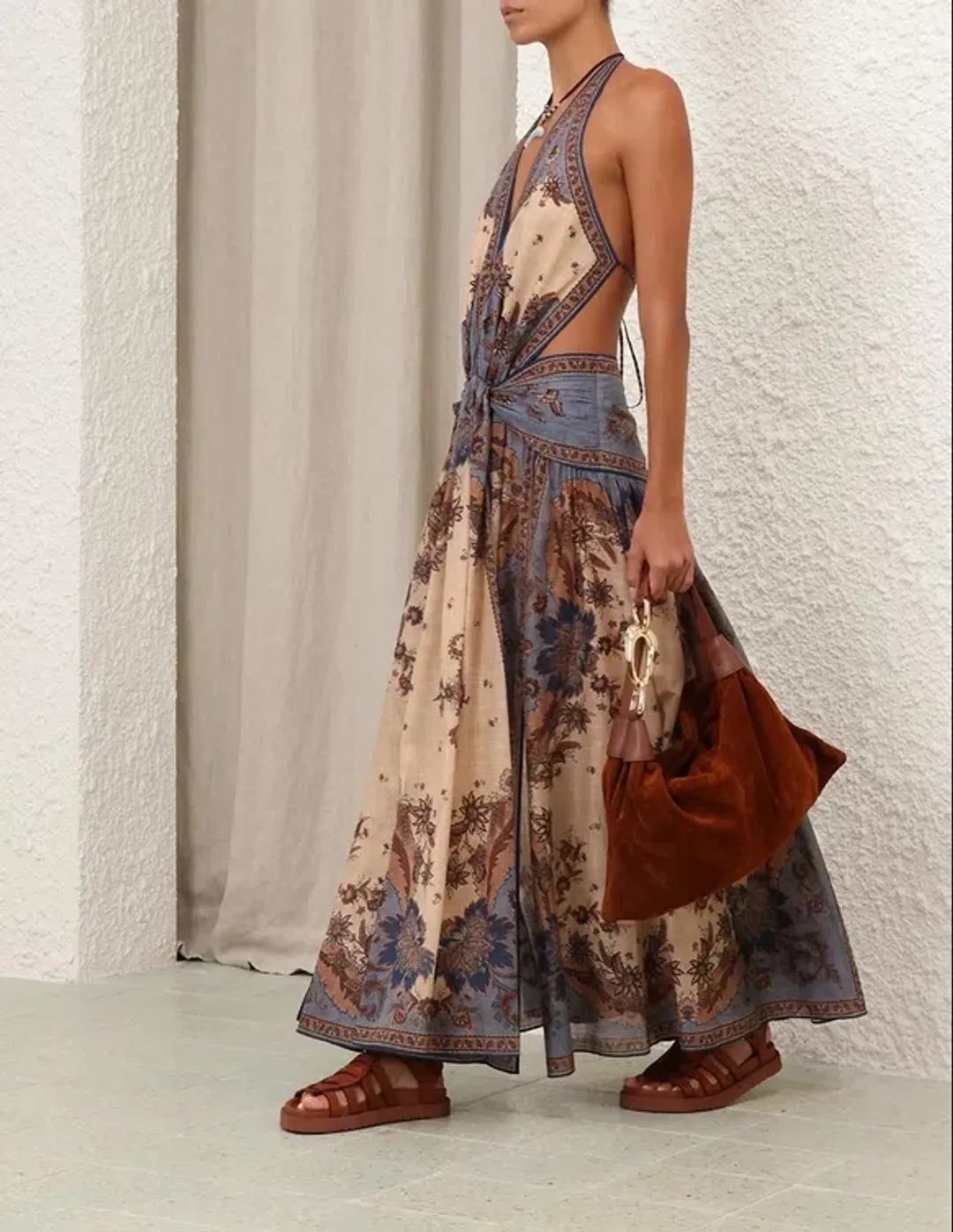 Zimmermann Ascension Plunge Halter Maxi Dress for rent on The Volte - main image