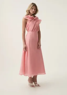 Aje Genesis Midi Dress Washed Coral Size AU 10 for rent on The Volte - image 1