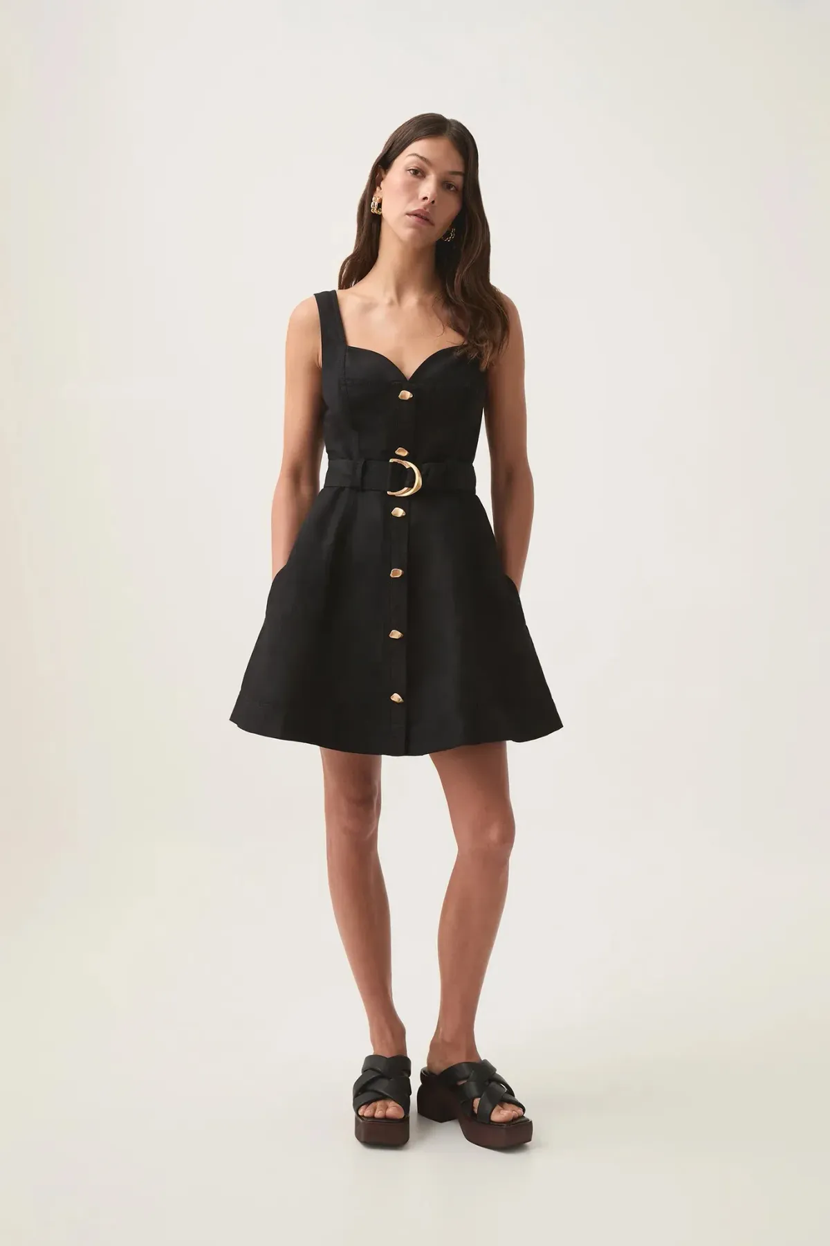 Aje Clay Belted Mini Dress / Black / Size 14 for rent on The Volte - main image
