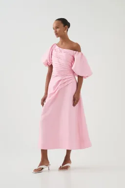 Aje Cadence Ruched Midi Dress / Pink / Size 16 for rent on The Volte - image 3