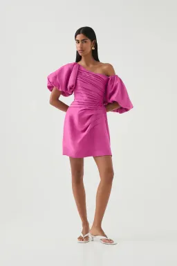 Aje Cadence Ruched Mini Dress / Pink / Size 16 for rent on The Volte - image 1
