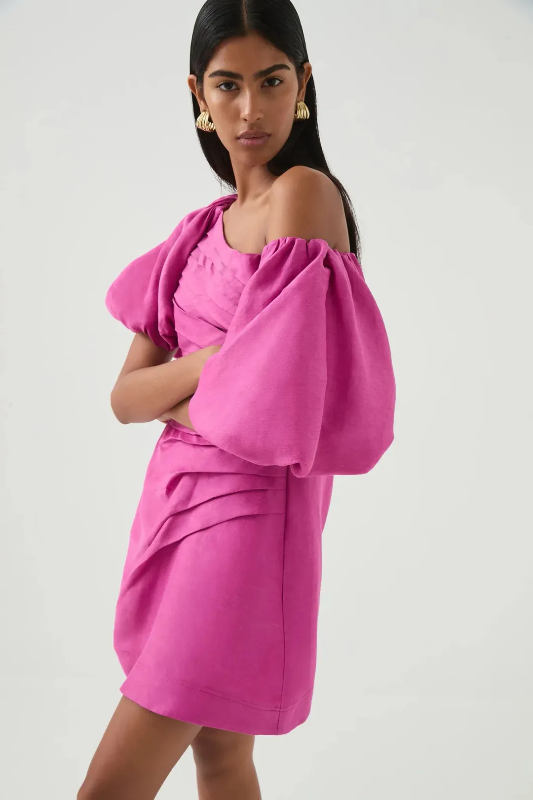 Aje Cadence Ruched Mini Dress / Pink / Size 16 for rent on The Volte - main image
