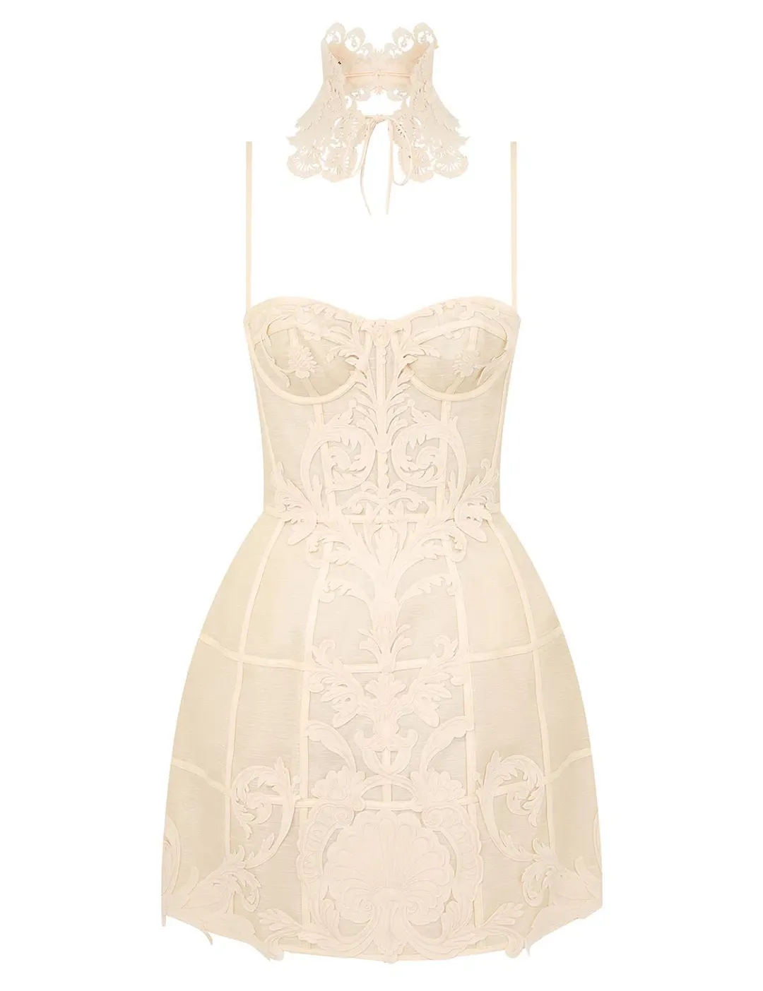 Zimmermann Rebellion Filigree Mini Dress in Cream Size 2 / AU 12 for rent on The Volte - main image