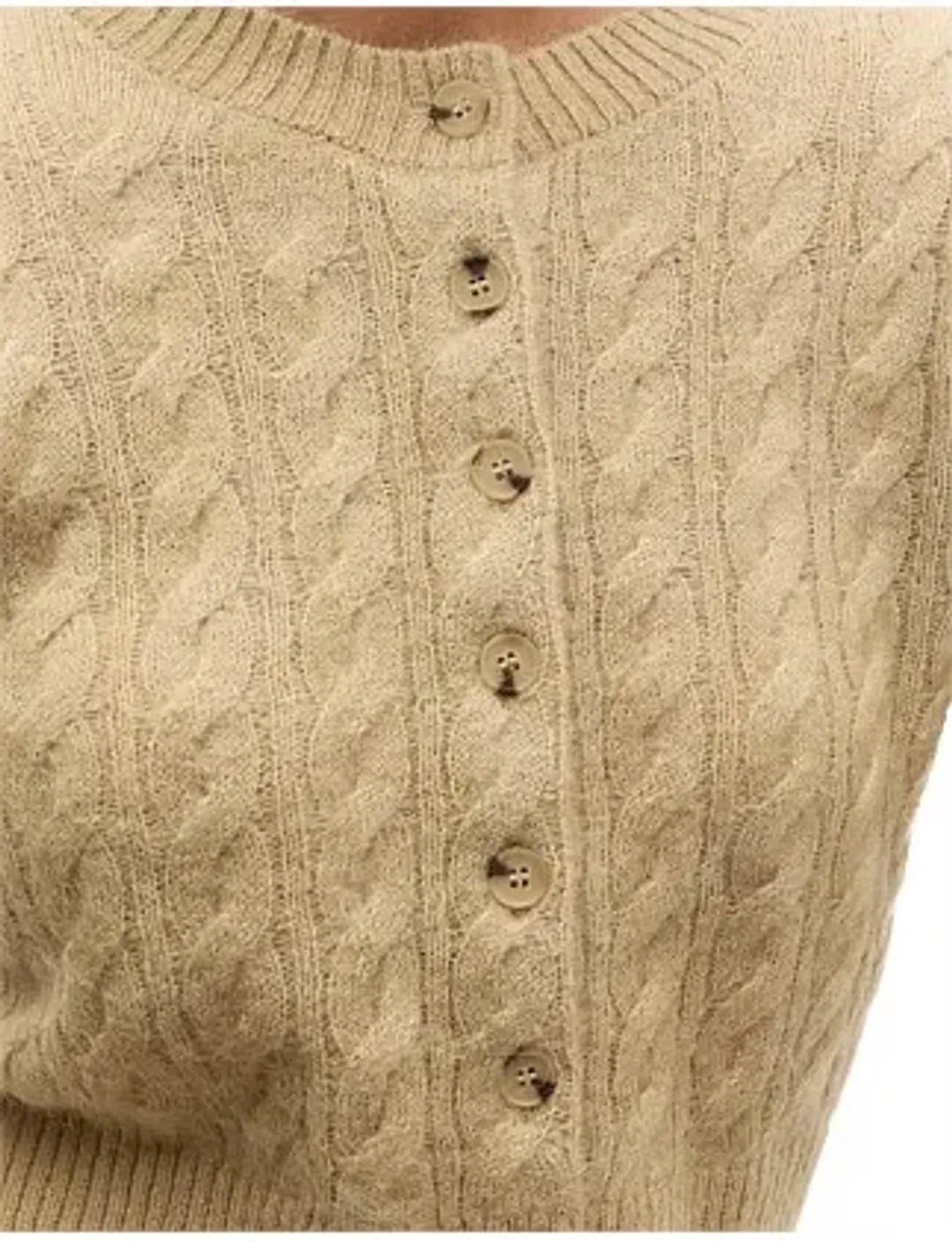 Seed Heritage CABLE CROPPED BUTTON CARDI Beige Size 8 for rent on The Volte - main image