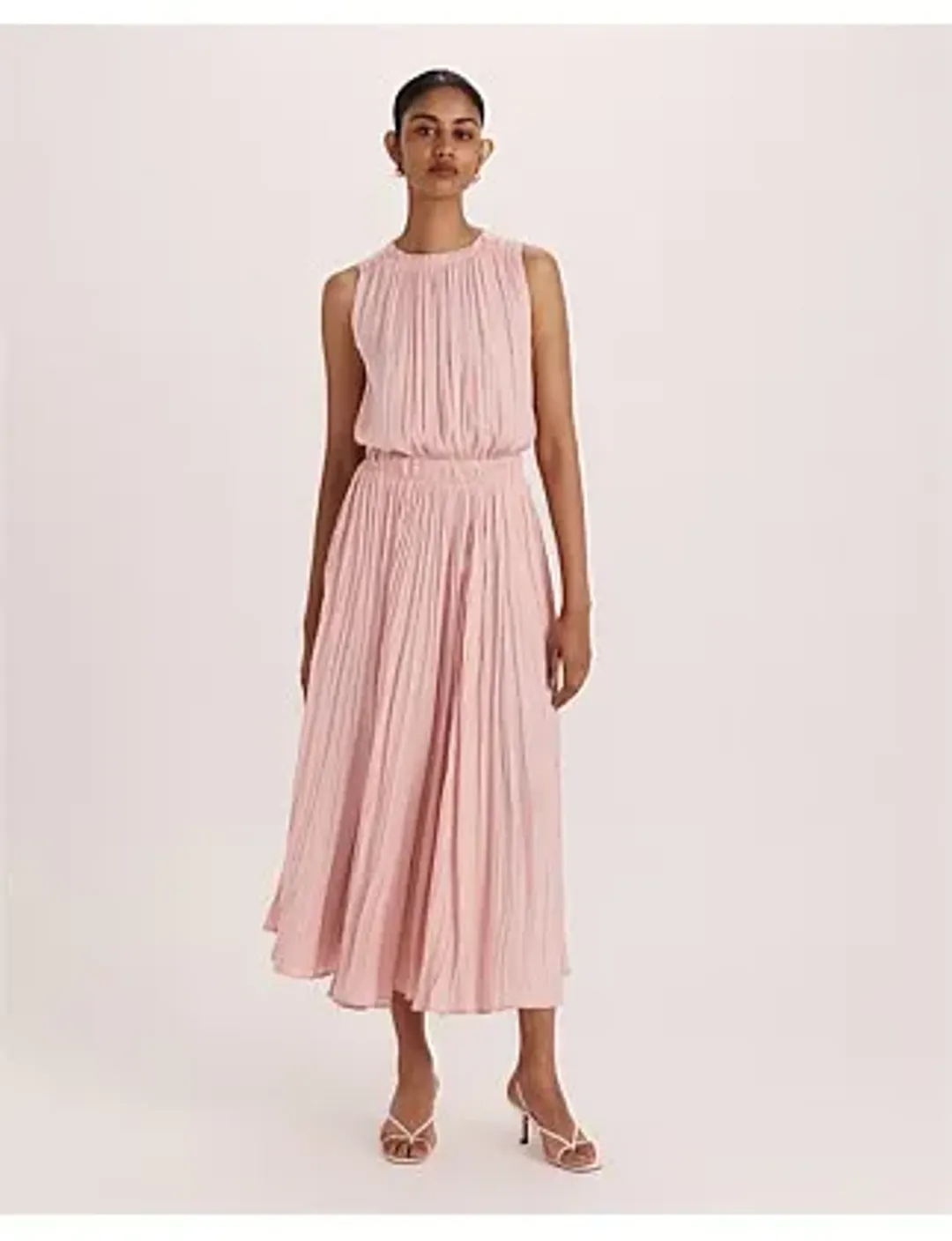 Saba Lillian Pleated Midi Dress Rose Size 12 for rent on The Volte - main image