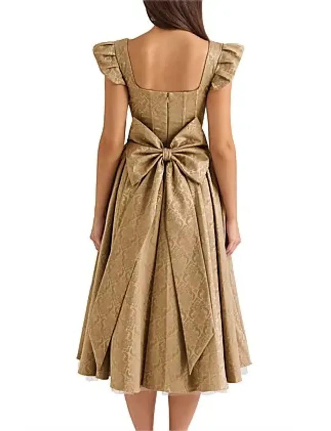 Norma Kamali HOUSE OF CB ALESSANDRA MIDI DRESS Gold Size 10 for rent on The Volte - main image
