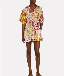 Zimmermann Lovestruck Spliced Shirt Shorts Set Silk Floral Size 1 / Au 10  for rent on The Volte - image 1
