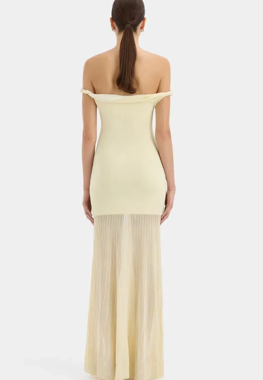 Sir Elia Off Shoulder Twist Dress in Lemon Sorbet Size 2/10 for rent on The Volte - main image