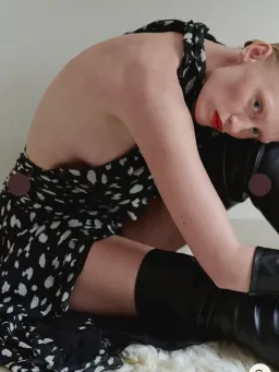 Leam Almes Dalmatian Print Chiffon Dress with Side Slit size 36 for rent on The Volte - image 2