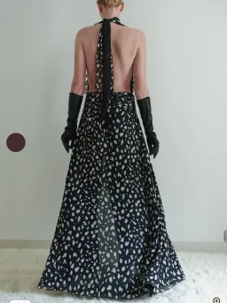 Leam Almes Dalmatian Print Chiffon Dress with Side Slit size 36 for rent on The Volte - image 5