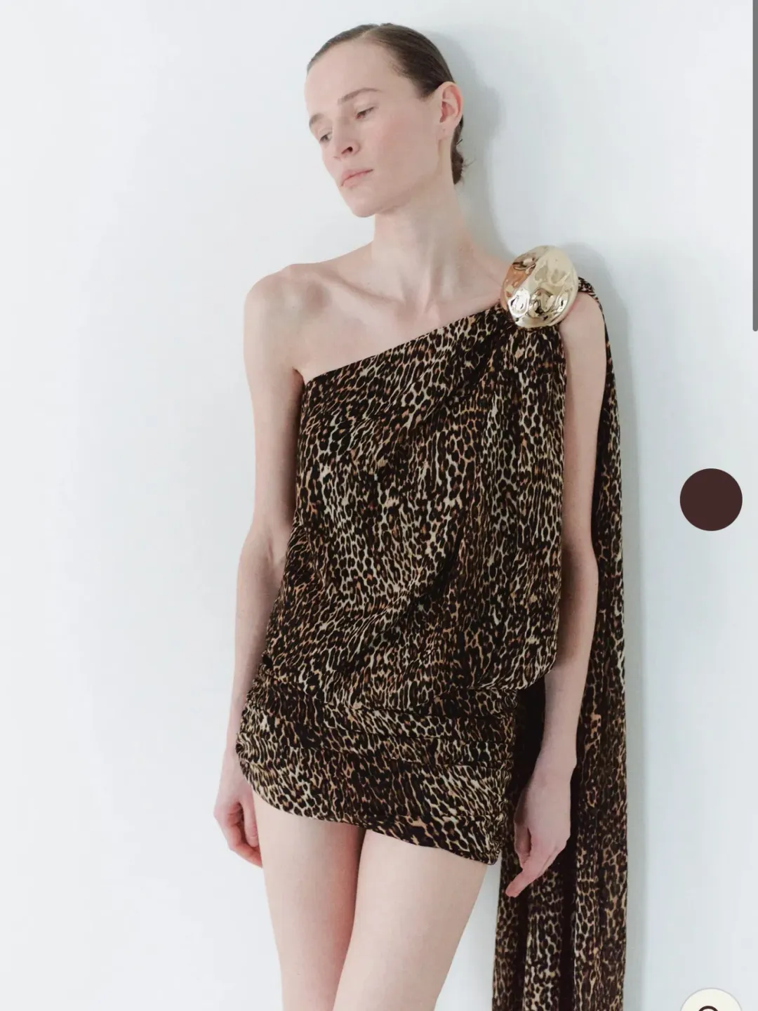 Leam Almes Leopard Print Chiffon Dress With Handmade Stone Detail size 36 for rent on The Volte - main image