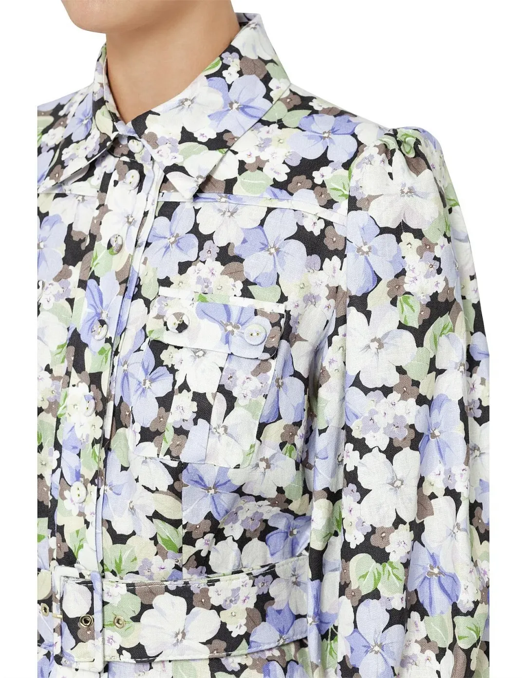 Zimmermann Ninety Six Shirt Dress Pansy prints Size 0 AU8 US 4 IT 40 FR 36 for rent on The Volte - main image