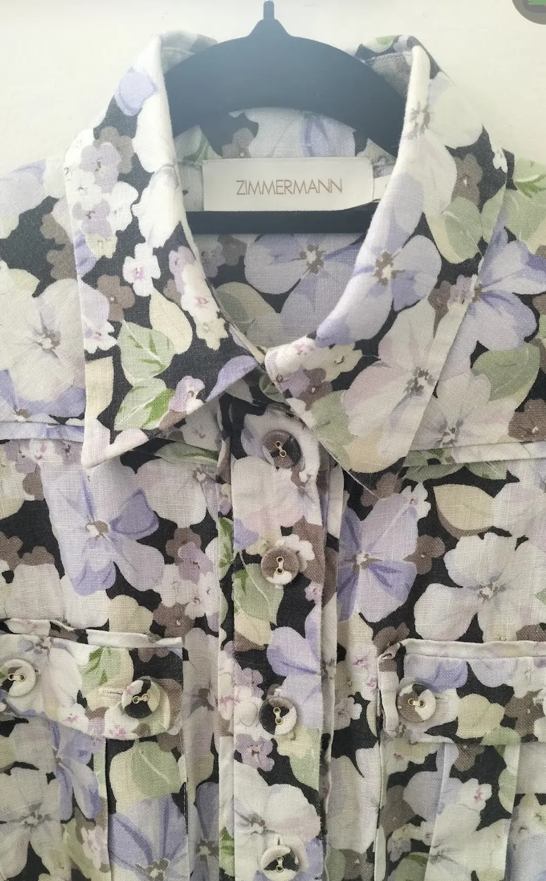 Zimmermann Ninety Six Shirt Dress Pansy prints Size 0 AU8 US 4 IT 40 FR 36 for rent on The Volte - main image