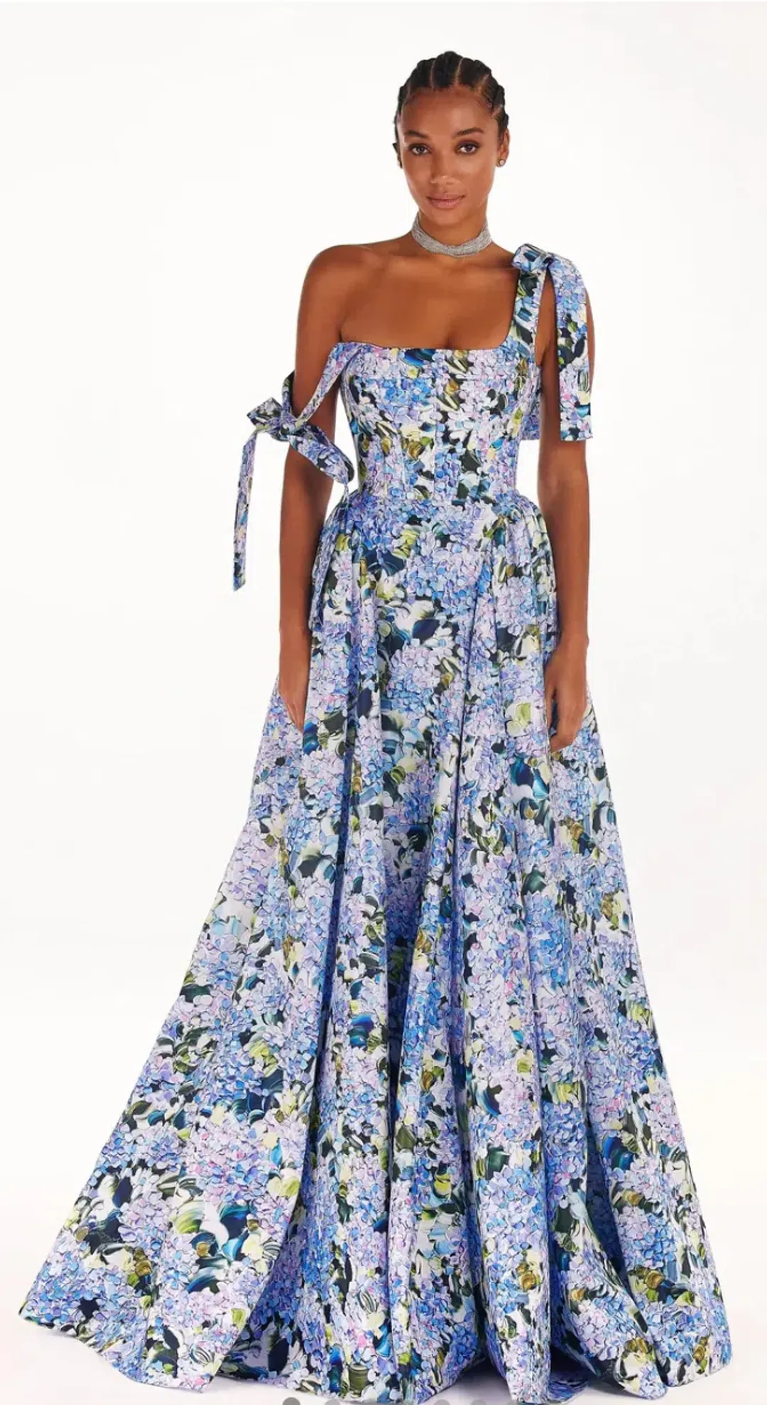 Milla Blue Hydrangea Strapped Maxi Dress size 10/M for rent on The Volte - main image