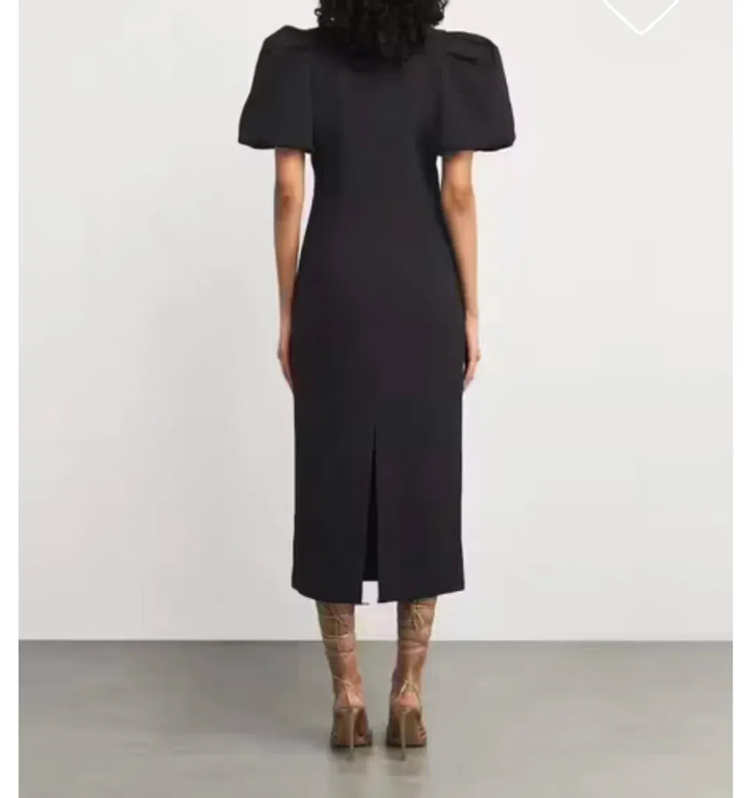 REBECCA VALLANCE ROSETTA MIDI DRESS BLACK SIZE AU 8 for rent on The Volte - main image