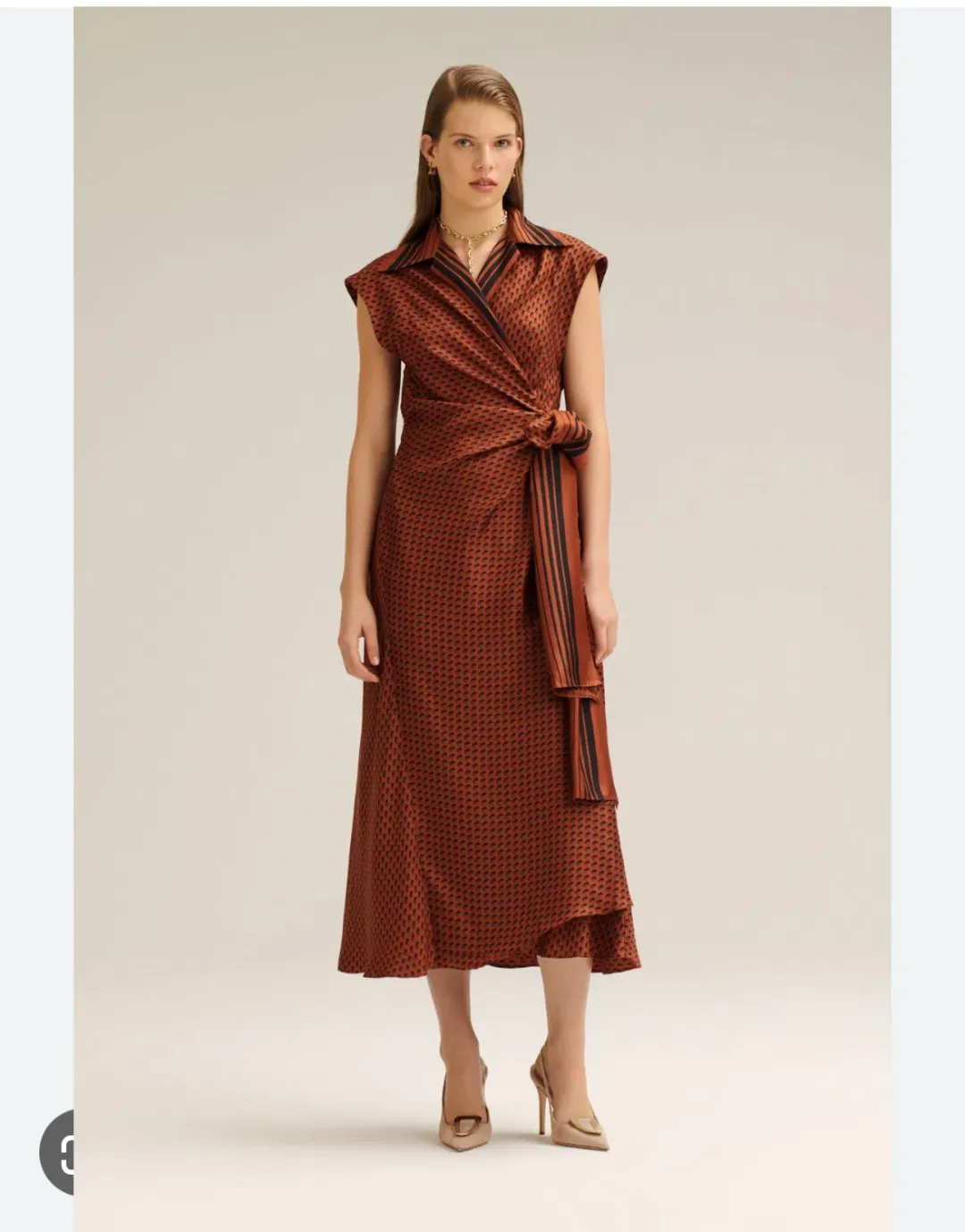 Scanlan Theodore SILK TWILL BORDER WRAP DRESS SIZE 8 for rent on The Volte - main image