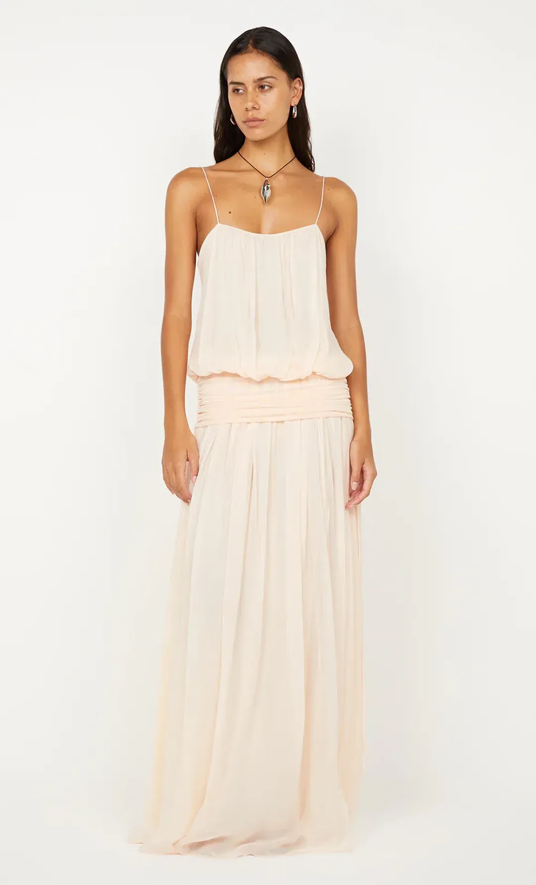 Camille Blouson Dress in Peach for rent on The Volte - main image