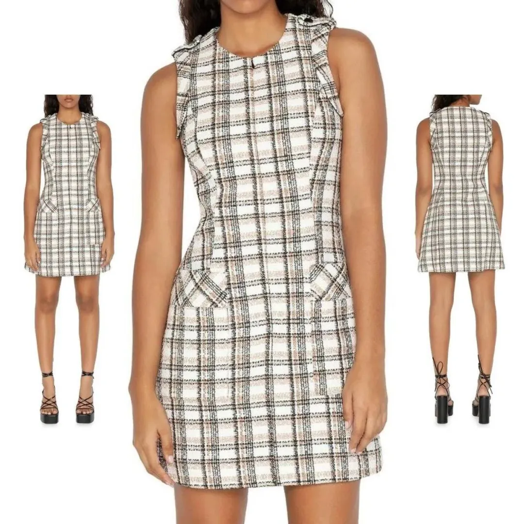 Cue Organic Cotton Check Dress Black/Tan for rent on The Volte - main image
