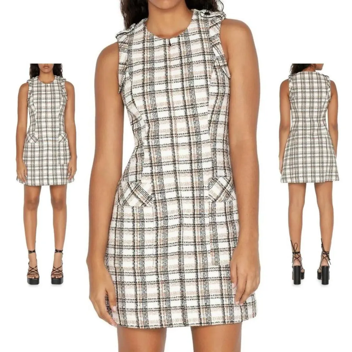 Cue Organic Cotton Check Dress Black/Tan for rent on The Volte - main image