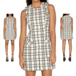 Cue Organic Cotton Check Dress Black/Tan for rent on The Volte - image 1