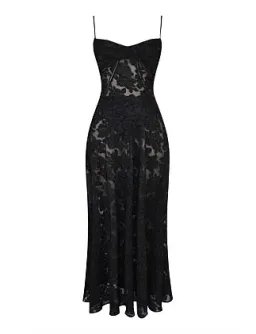 House Of Cb Seren Lace-Up Back Maxi Dress Black Size 10 for rent on The Volte - image 1