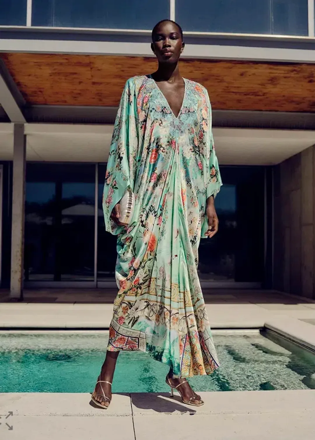 Camilla T Shape Long Kaftan The Jewellery Museum One Size Silk Dress for rent on The Volte - main image