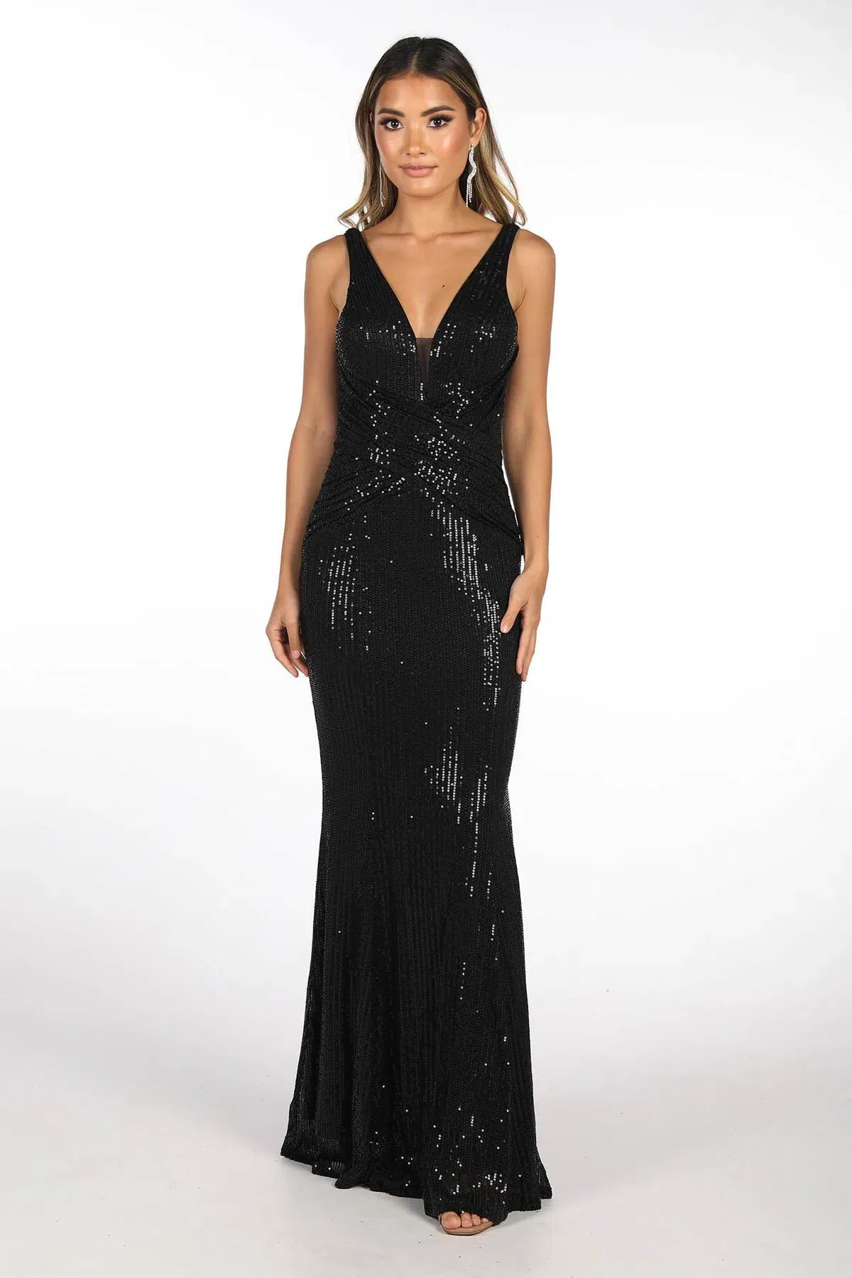 Noodz Boutique Sierra Sequin Maxi Gown Black Size Small for rent on The Volte - main image