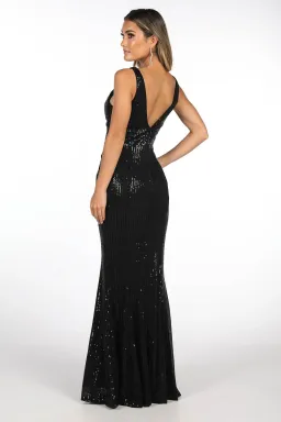 Noodz Boutique Sierra Sequin Maxi Gown Black Size Small for rent on The Volte - image 2