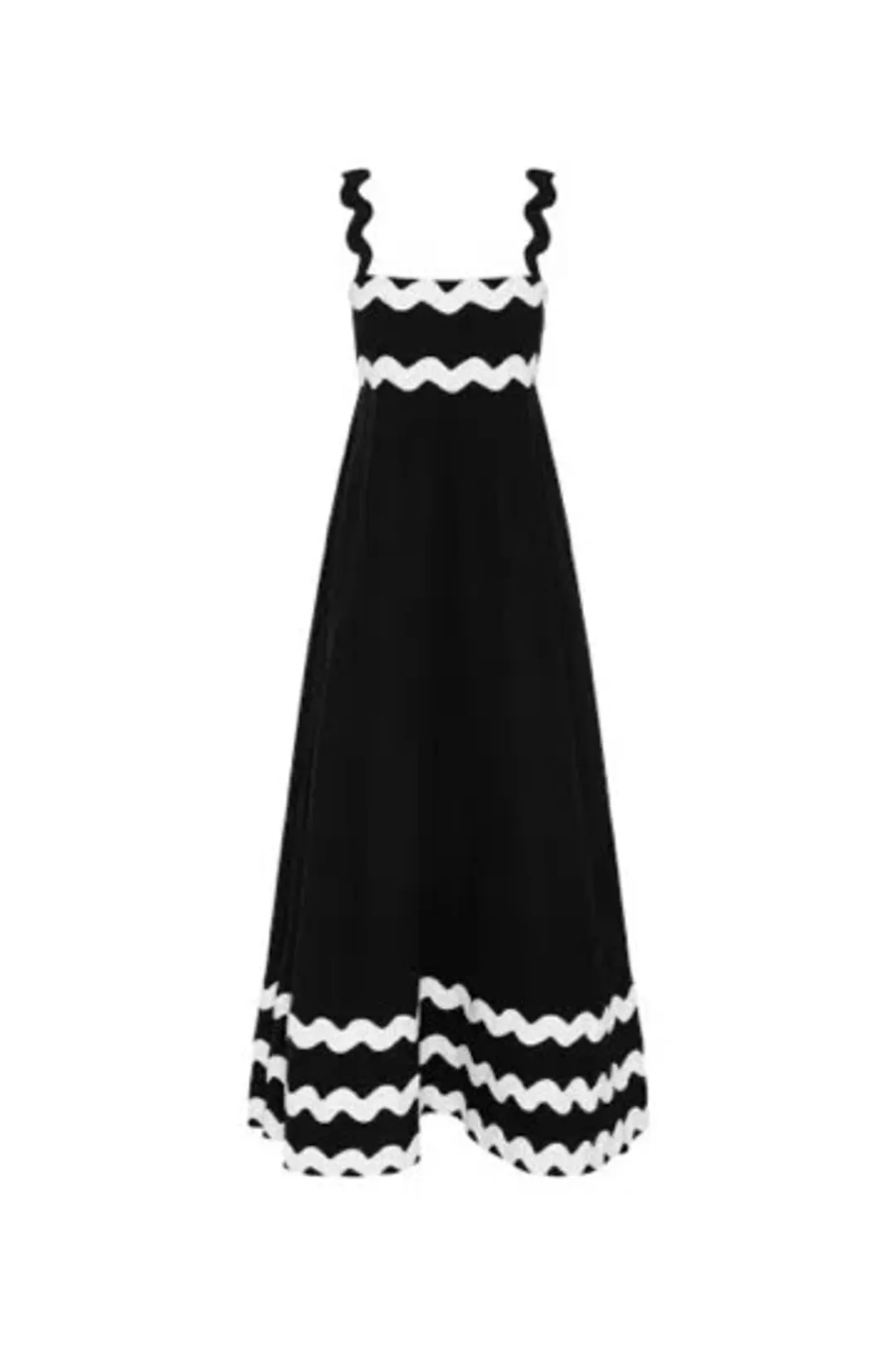 Mister Zimi Vivi Ric Rac Black White Maxi Dress 12 Medium M for rent on The Volte - main image