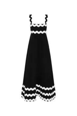 Mister Zimi Vivi Ric Rac Black White Maxi Dress 12 Medium M for rent on The Volte - image 1