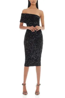 ELIYA THE LABEL ALYSSA SEQUIN MIDI DRESS BLACK L LARGE 12 for rent on The Volte - image 2