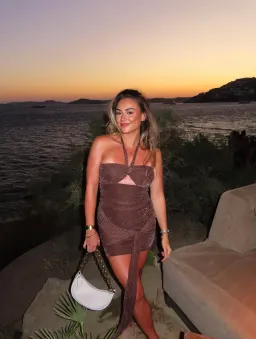 Benni  Prianka Halter Mini Dress in Espresso Size 6 for rent on The Volte - image 4