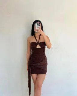 Benni  Prianka Halter Mini Dress in Espresso Size 6 for rent on The Volte - image 2