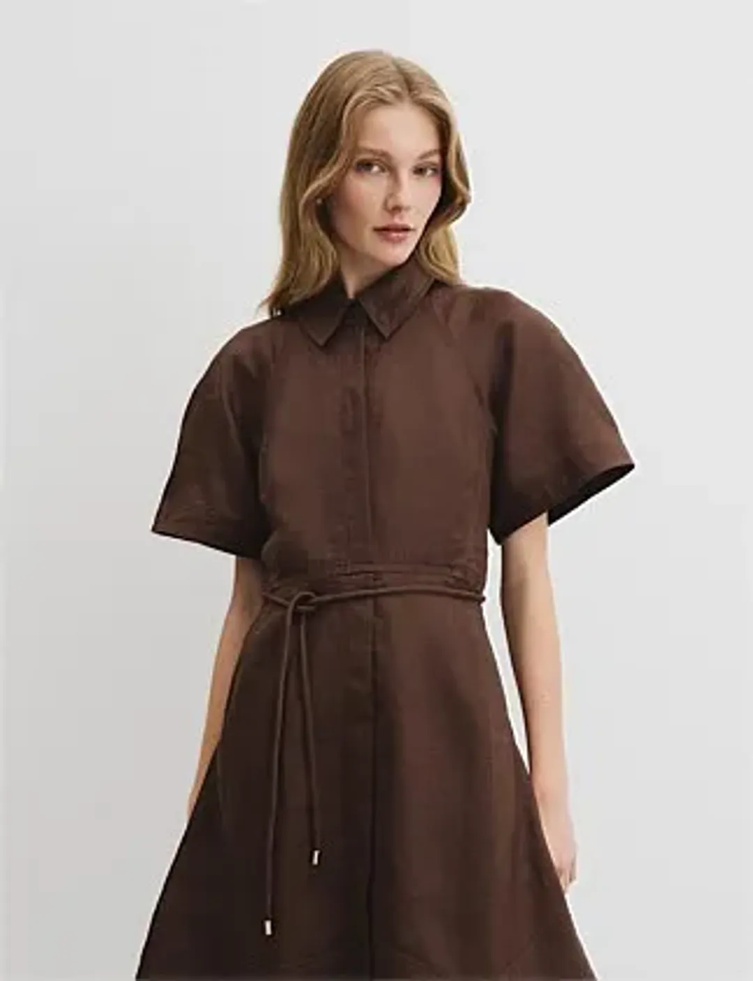 Country Road Asymmetric Hem Mini Dress Brown Size 12 for rent on The Volte - main image