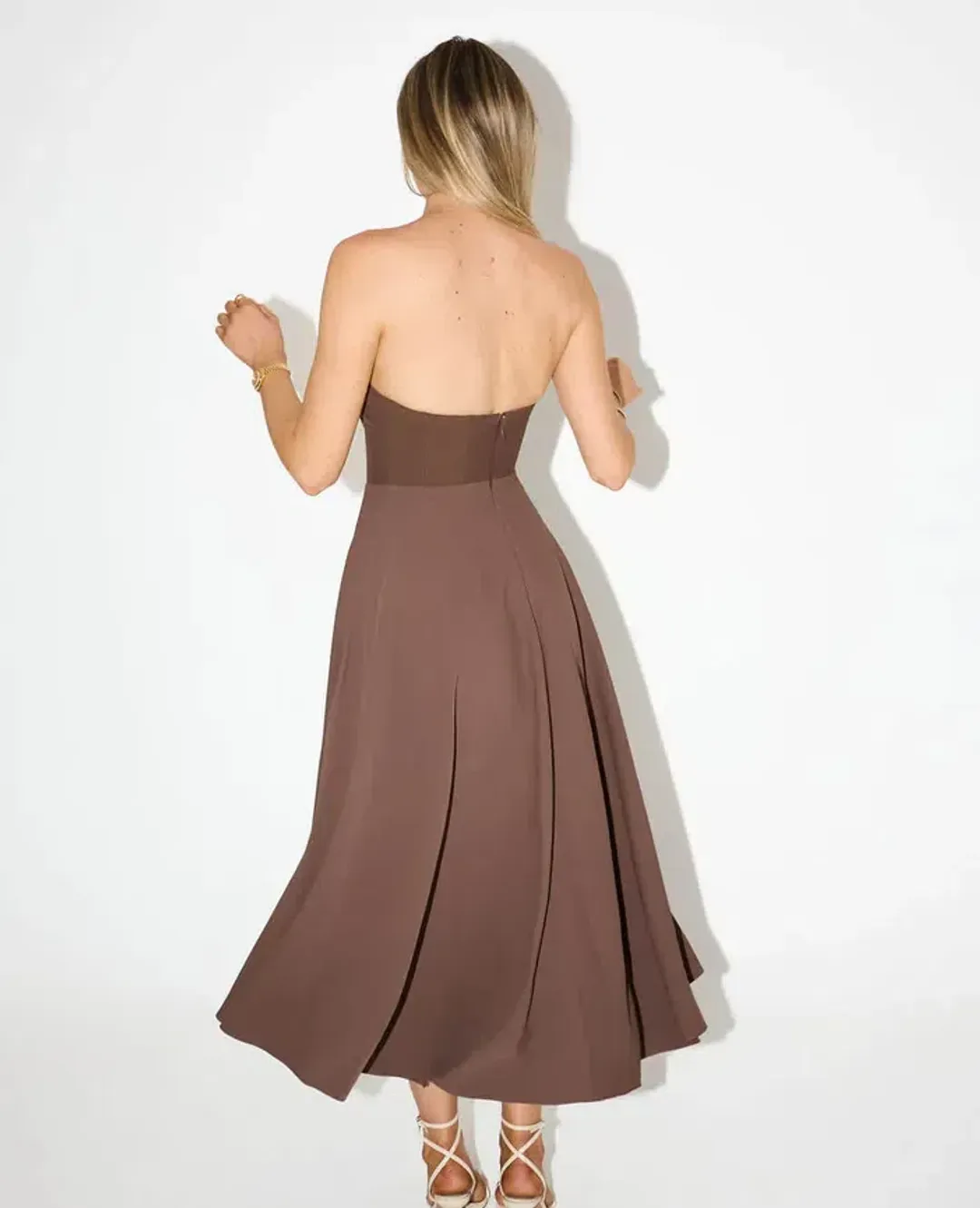 The Ultimate Odd Muse Strapless Midi Dress Brown XXL for rent on The Volte - main image