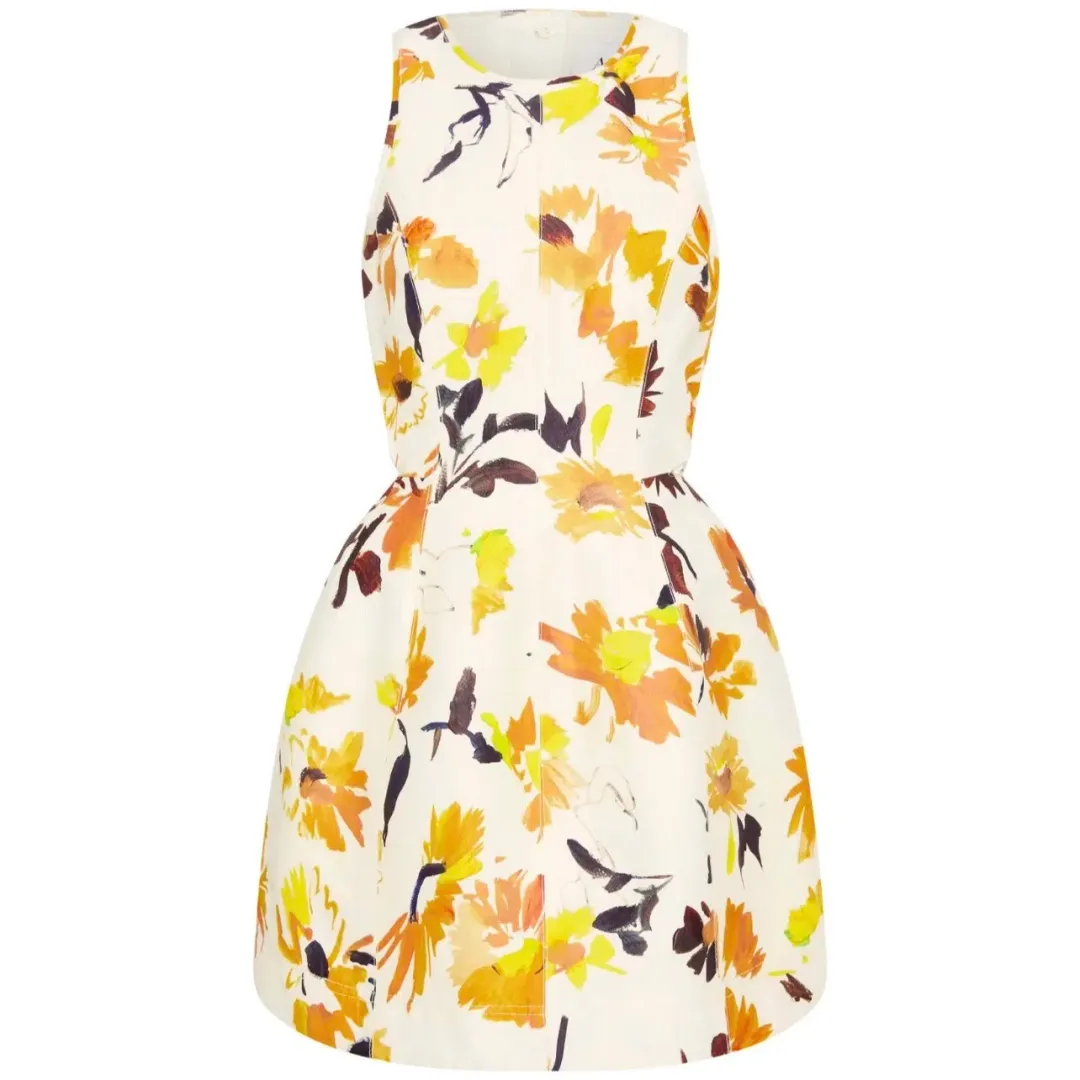Aje Cut Out Yellow Tulip Floral Dress Size 14 for rent on The Volte - main image