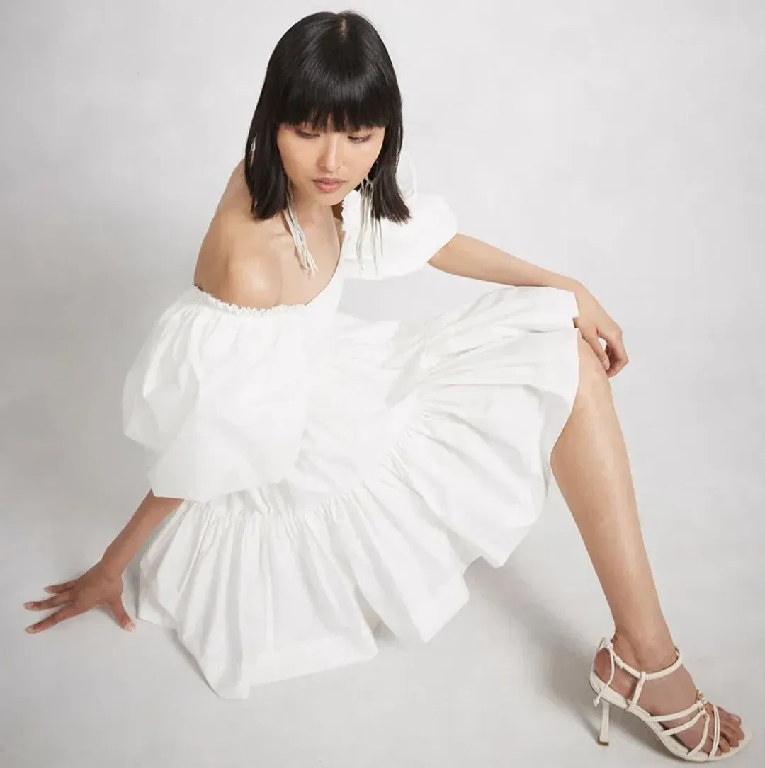 Aje Casa White Puff Sleeve Mini Dress size 16 for rent on The Volte - main image