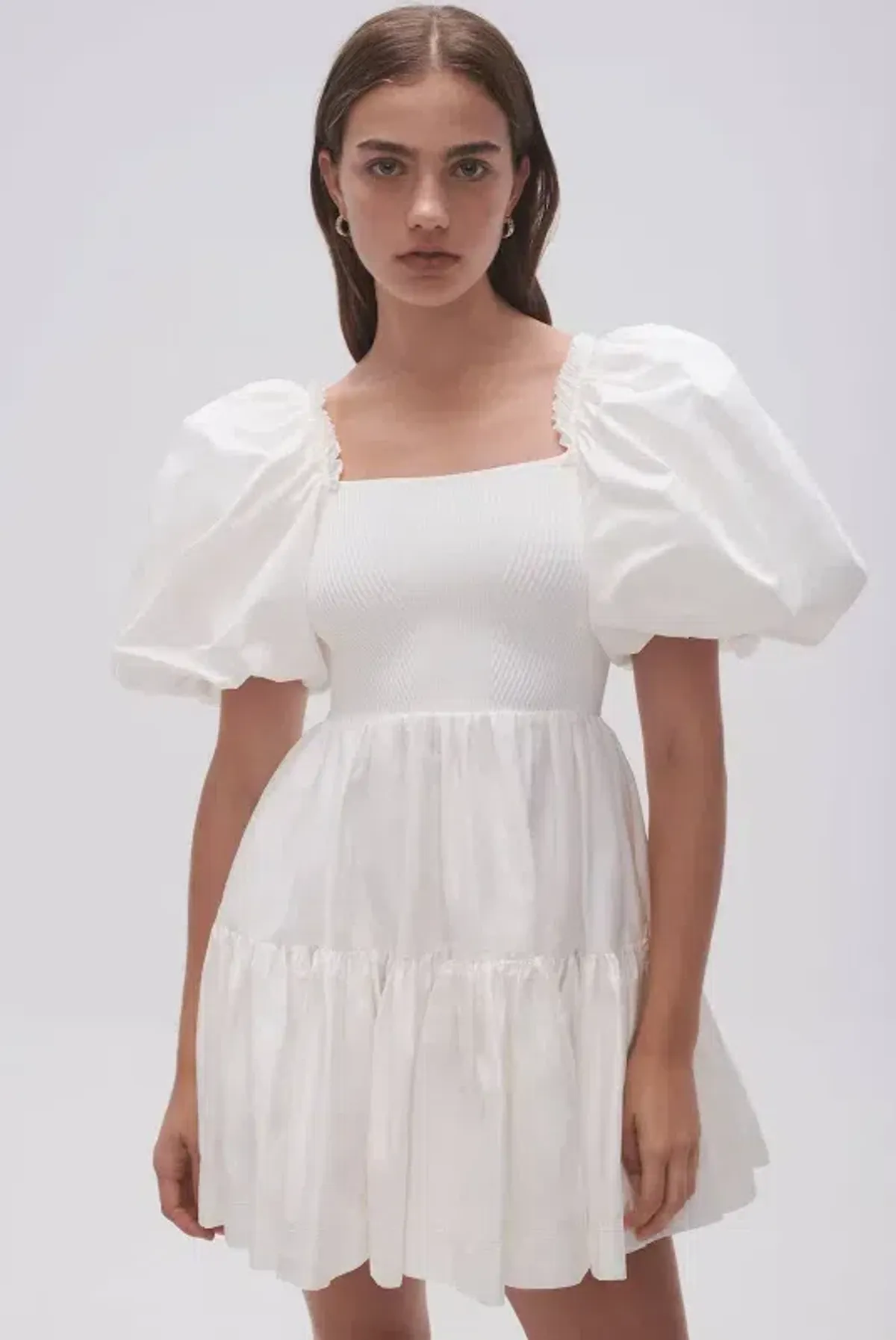 Aje Casa White Puff Sleeve Mini Dress size 16 for rent on The Volte - main image